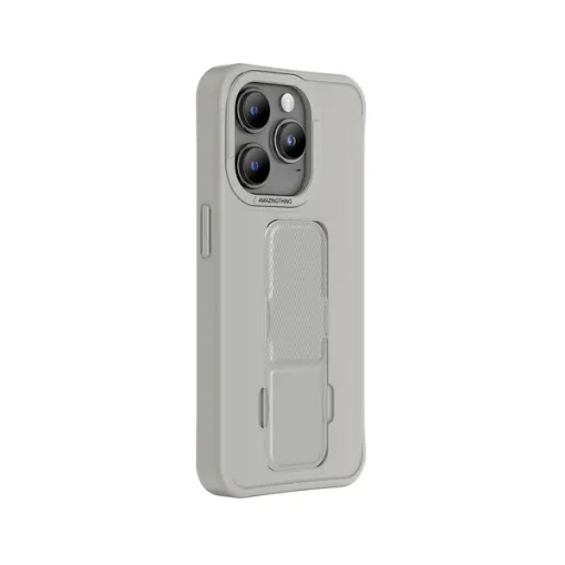 صورة غطاء AT MATTE PRO المقاوم للصدمات مع دعم MagSafe لهاتف iPhone 15 Pro Max – اللون: رمادي