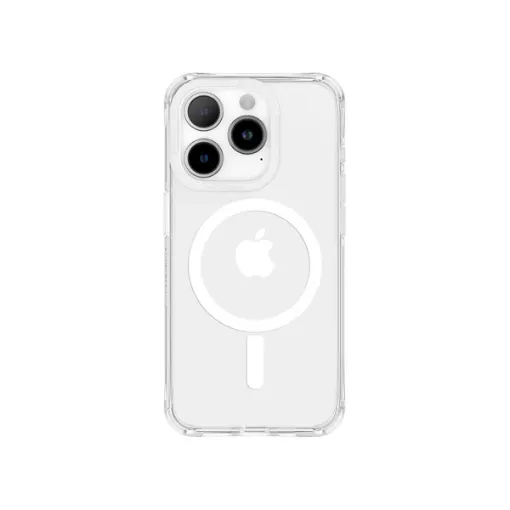 صورة غطاء AT TITAN EDGE MagSafe المقاوم للصدمات لهاتف iPhone 15 Pro بحجم 61 – شفاف بالكامل